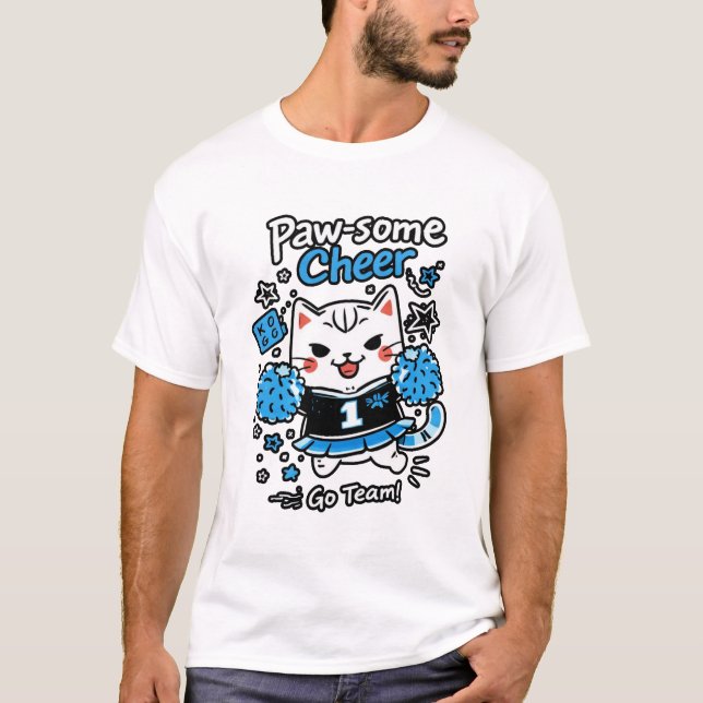 Camiseta Cheer Cat Illustration – Cute Sports Cheerleader C (Frente)