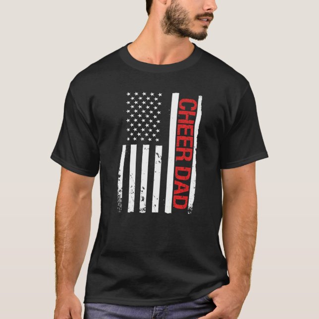 Camiseta Cheer Dad USA American Flag Cheerleading (Frente)