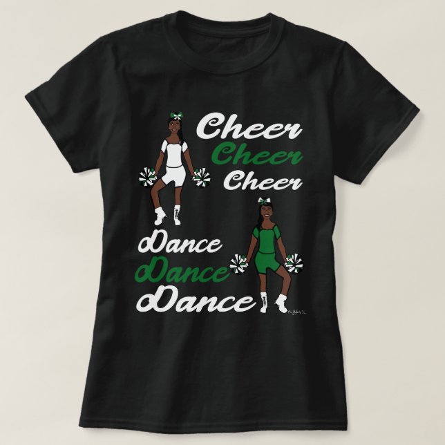 Camiseta Cheer/ Dança (Branco Verde) (Frente do Design)