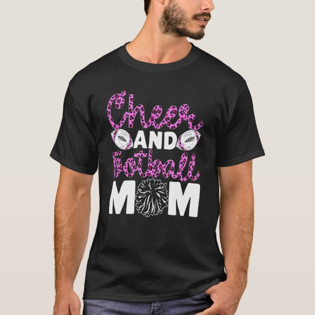 Camiseta Cheer Football Mãe Leopard Patterno Futebol Cheer (Frente)