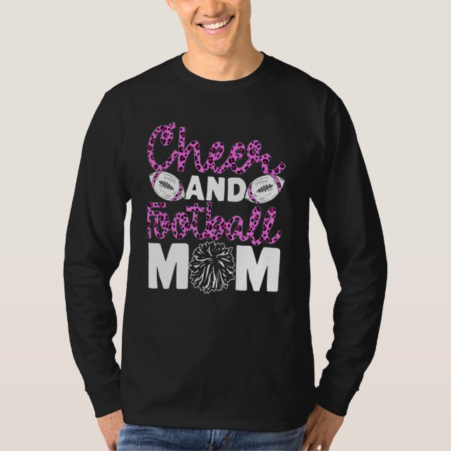 Camiseta Cheer Football Mom Leopard Pattern Football Cheer  (Frente)
