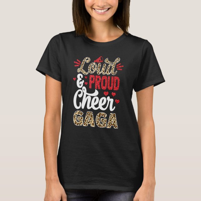 Camiseta Cheer Gaga Biggest Fan Leopard Print And Pom Pom (Frente)