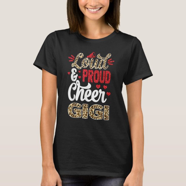 Camiseta Cheer Gigi Biggest Fan Leopard Print And Pom Pom (Frente)