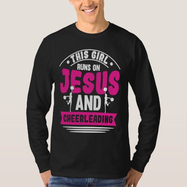 Camiseta Cheer Girl This Girl Runs on Jesus and Cheerleadin (Frente)