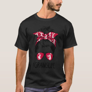 Camiseta Cheer Grams Life Mensageiro Bun Hair Mãe Cheerlead