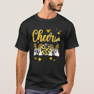 Camiseta Cheer Mãe Amarelo Leopardo Branco Branco Leopard L