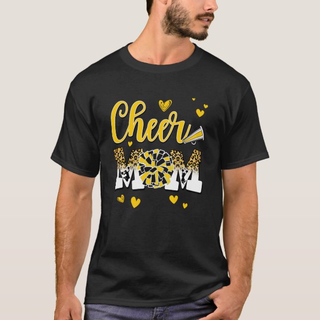 Camiseta Cheer Mãe Amarelo Leopardo Branco Branco Leopard L (Frente)