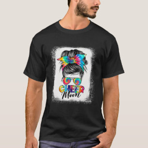 Camiseta Cheer Mãe Leopard Messy Bun Cheerleader Sangrado