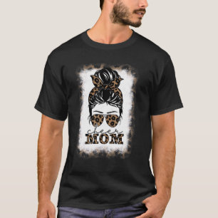 Camiseta Cheer Mãe Leopard Messy Bun Cheerleader Sangrado M
