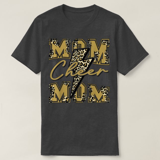 Camiseta Cheer Mãe Lightning Bolt Cheer Leopard Dourado (Frente do Design)