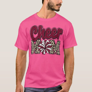 Camiseta "Cheer Mãe Maroon Leopard Letters Cheer Pom Poms 5