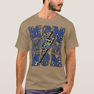 Camiseta Cheer Mãe Relâmpago Bolt Cheer Leopard Azul