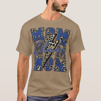 Camiseta Cheer Mãe Relâmpago Bolt Cheer Leopard Azul