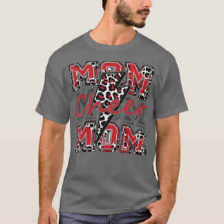 Camiseta Cheer Mãe Relâmpago Bolt Cheer Leopardo Vermelho