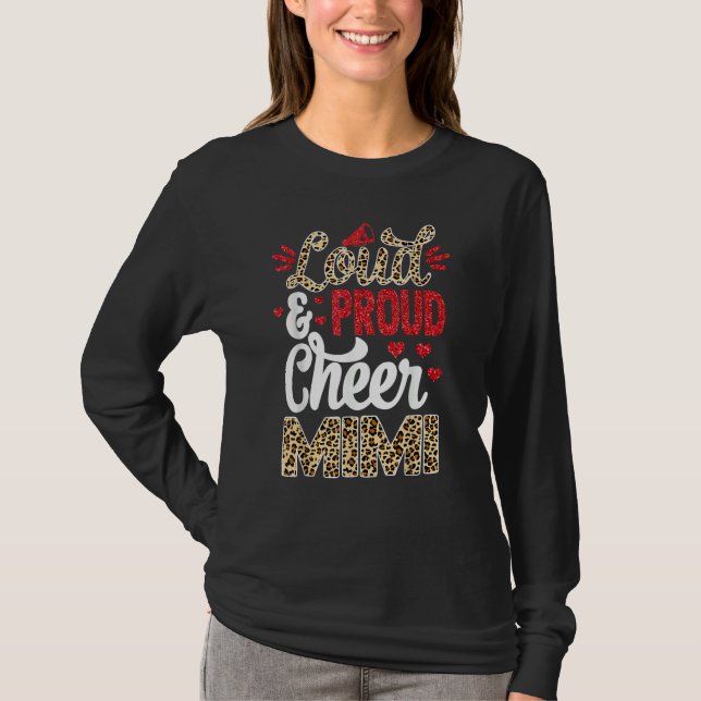 Camiseta Cheer Mimi Biggest Fan Leopard Print And Pom Pom (Frente)