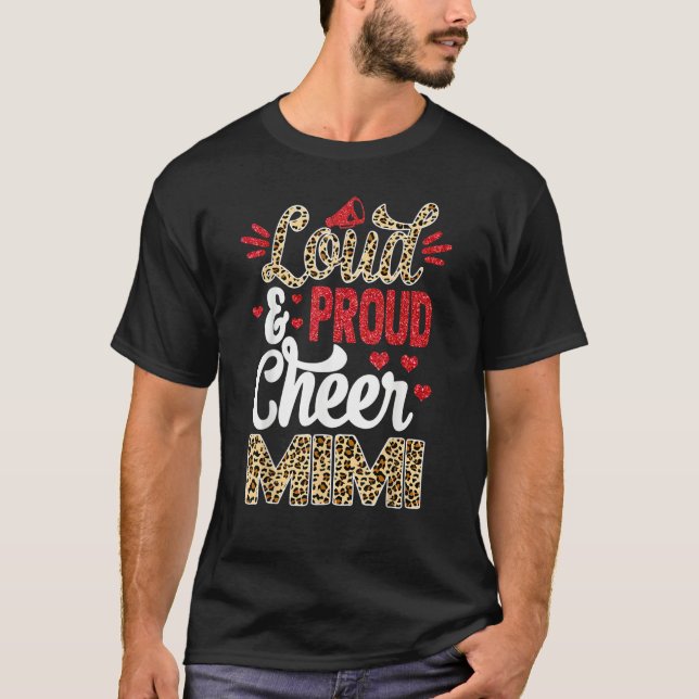Camiseta Cheer Mimi Biggest Fan Leopard Print And Pom Pom (Frente)