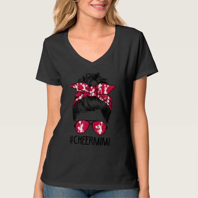 Camiseta Cheer Mimi Cheerleader Mimi Life Messy Bun Mãe (Frente)