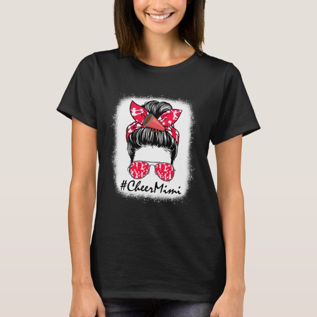 Camiseta Cheer Mimi Life Messy Bun Cheerleader Mothers Day  (Frente)
