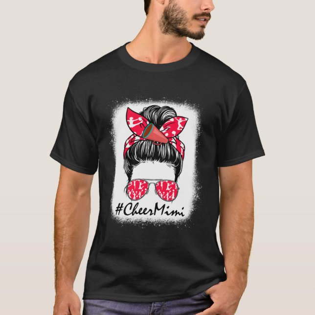 Camiseta Cheer Mimi Life Messy Bun Cheerleader Mothers Day  (Frente)