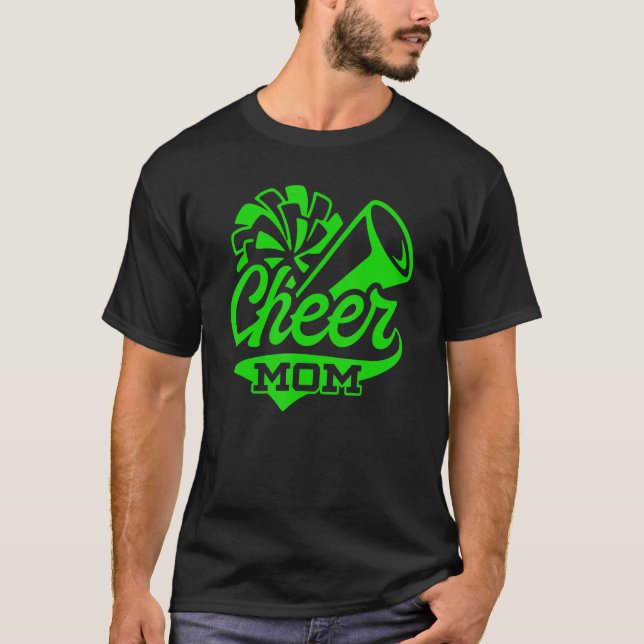 Camiseta Cheer Mom Biggest Fan Leopard Print Black And Gree (Frente)