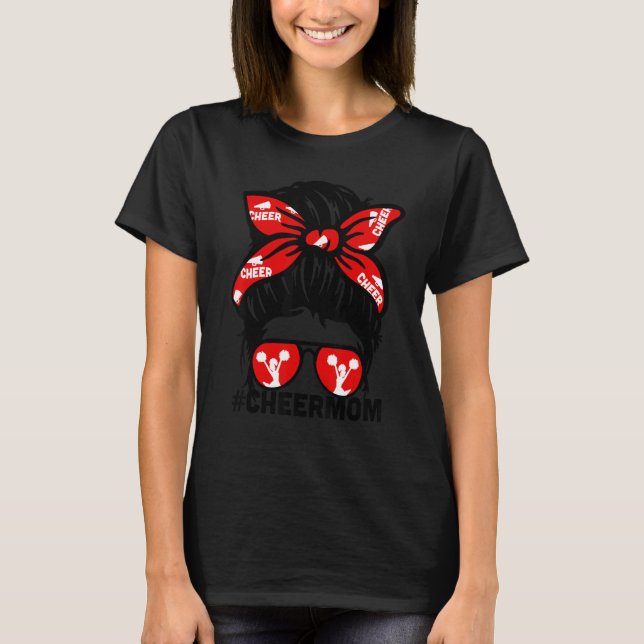 Camiseta Cheer Mother Mama Red Megaphone Cheerleading Mom M (Frente)