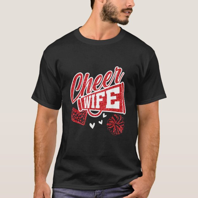 Camiseta Cheer Wife Biggest Fan Leopard Print And Pom Pom 1 (Frente)