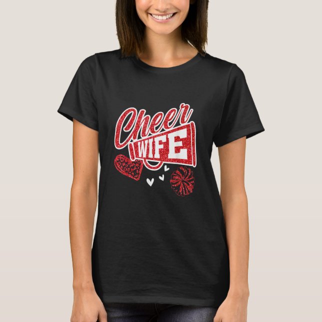 Camiseta Cheer Wife Biggest Fan Leopard Print And Pom Pom 1 (Frente)