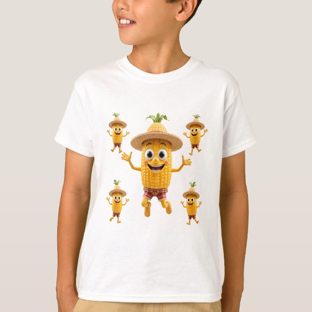 Camiseta  Cheerful Corn Characters Celebrating Life (Frente)