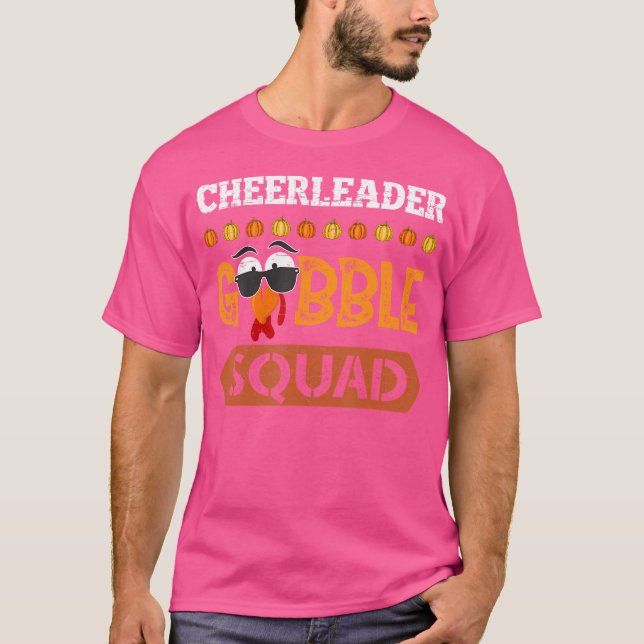 Camiseta Cheerleader Gobble Squad Turkey Thanksgiving Cheer (Frente)