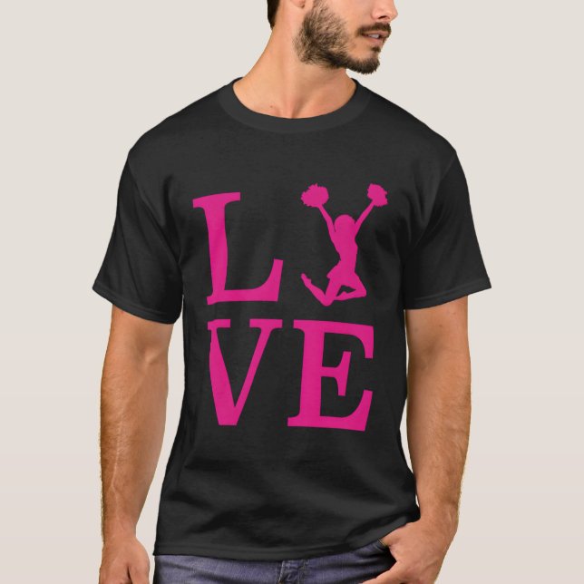 Camiseta Cheerleader Oferece Amor Cor-de-Rosa Cheerleadin (Frente)