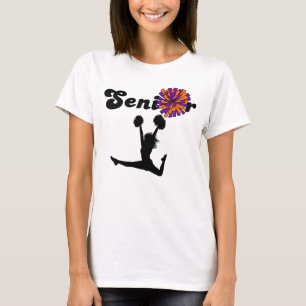 Camiseta Cheerleader Sênior de Duas Faces Roxo e Laranja