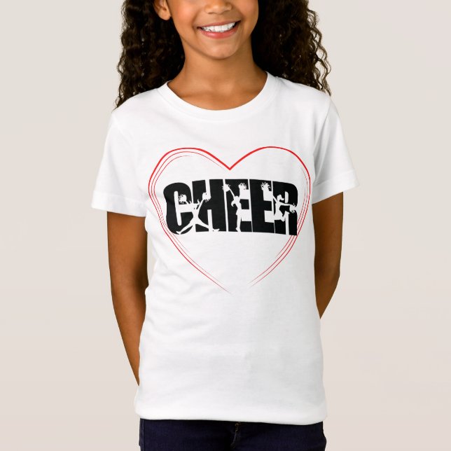 Camiseta Cheerleader Tipografia Cheer Silhouette Love Girly (Frente)