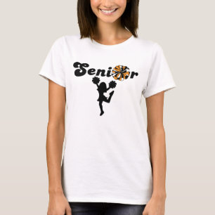 Camiseta Cheerleader Veterana de Dupla Face Laranja e Preto