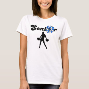 Camiseta Cheerleader Veterano de Dupla Face Azul e Branco