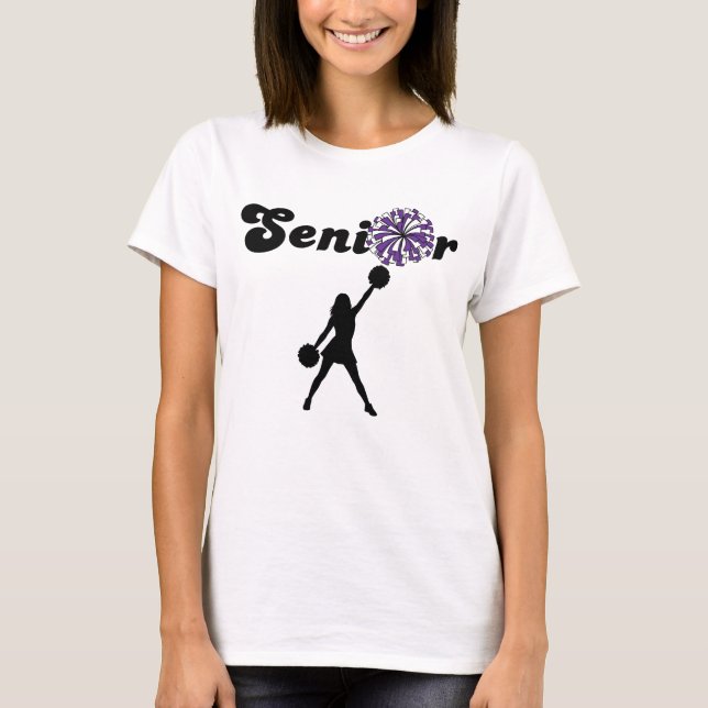 Camiseta Cheerleader Veterano de Dupla Face Roxo e Branco (Frente)