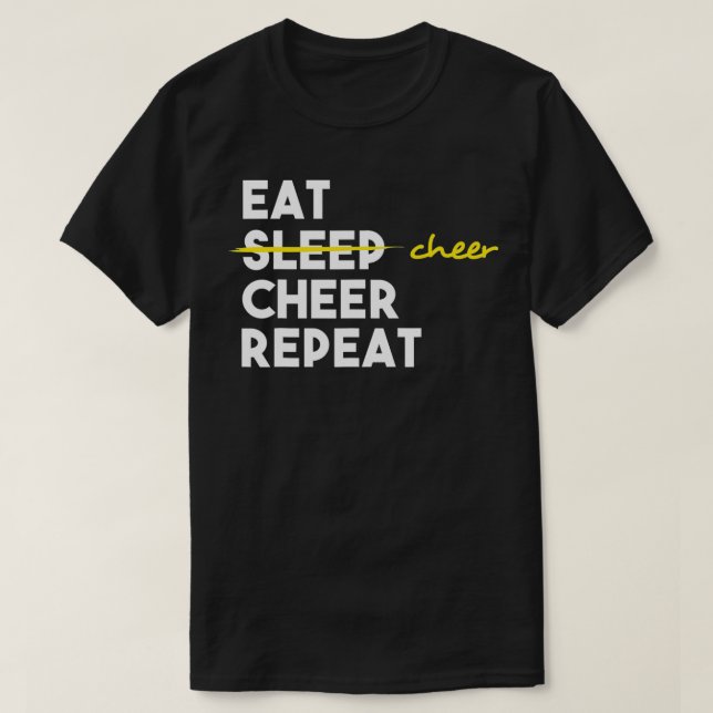 Camiseta Cheerleading Eat Cheer Repeat Cheerleader  (Frente do Design)