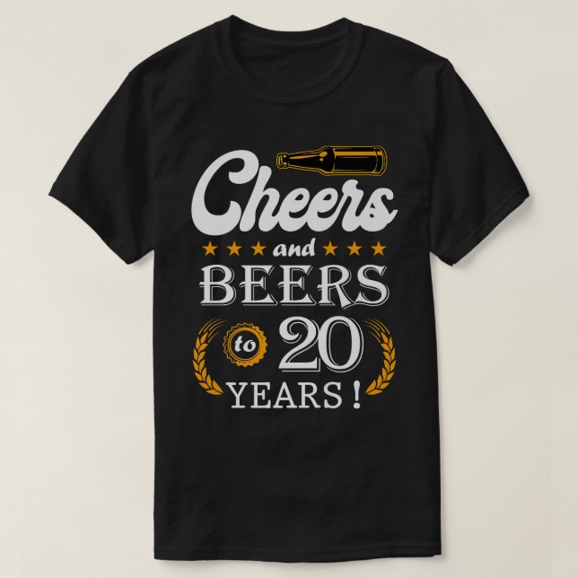 Camiseta Cheers And Beers To 20 Years Old Cool 20th Birthda (Frente do Design)