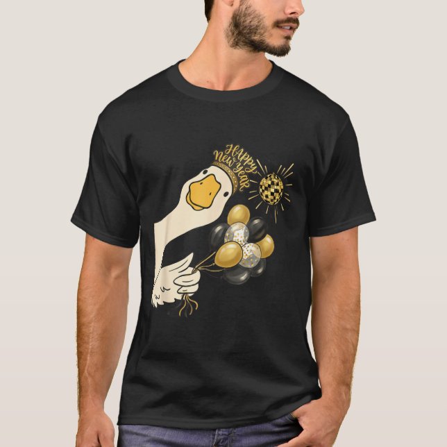 Camiseta Cheers Happy New Year 2026 Goose With Balloon Disc (Frente)