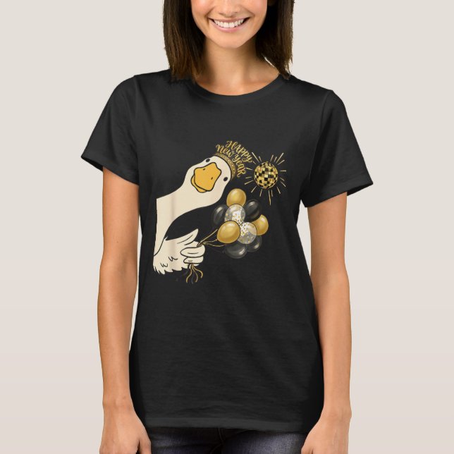 Camiseta Cheers Happy New Year 2026 Goose With Balloon Disc (Frente)