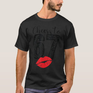 Camiseta Cheers To 67 Years Lips Happy Birthday Leopard Bor