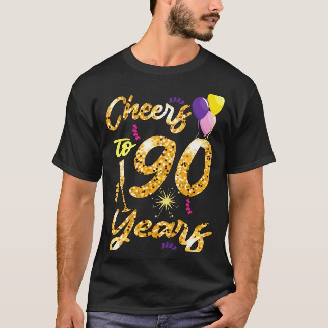 Camiseta Cheers To 90 Years 1931 90th Birthday Celebration  (Frente)