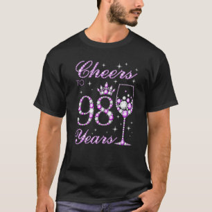 Camiseta Cheers To 98 Years Old Women Purple Crown 98th Bir
