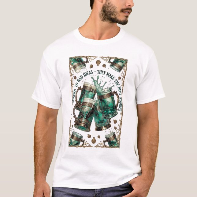Camiseta Cheers to Bad Ideas Tankards Graphic Tee (Frente)