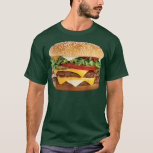 Camiseta Cheeseburger duplo (camisa hilária de hambúrguer)