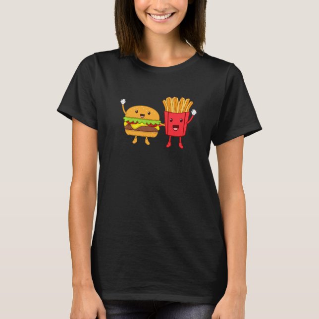 Camiseta Cheeseburger E Fries Hamburger Comida Grap (Frente)