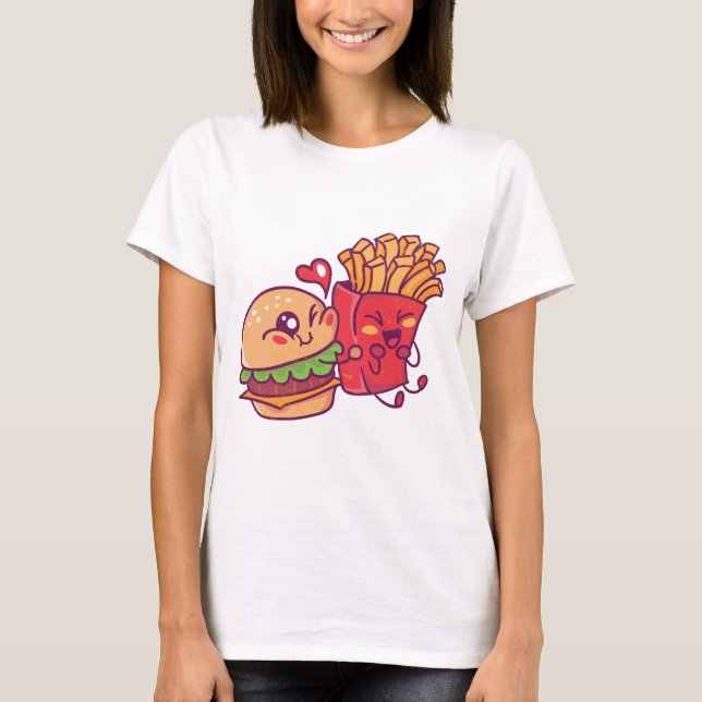 Camiseta Cheeseburger e Fries T-Shirt (Frente)