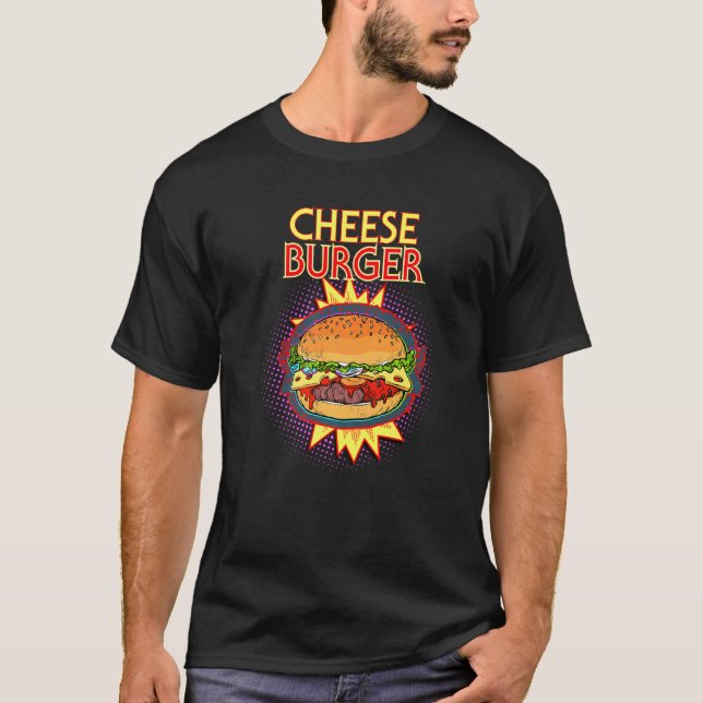 Camiseta Cheeseburger francês Fry Hamburger Comida Flash (Frente)