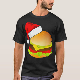 Camiseta Cheeseburgers Hamburger Santa Hat Matando Natal