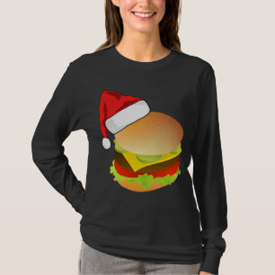 Camiseta Cheeseburgers Hamburger Santa Hat Matando Natal