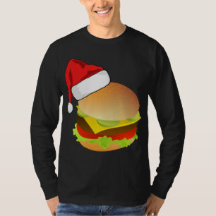 Camiseta Cheeseburgers Hamburger Santa Hat Matando Natal